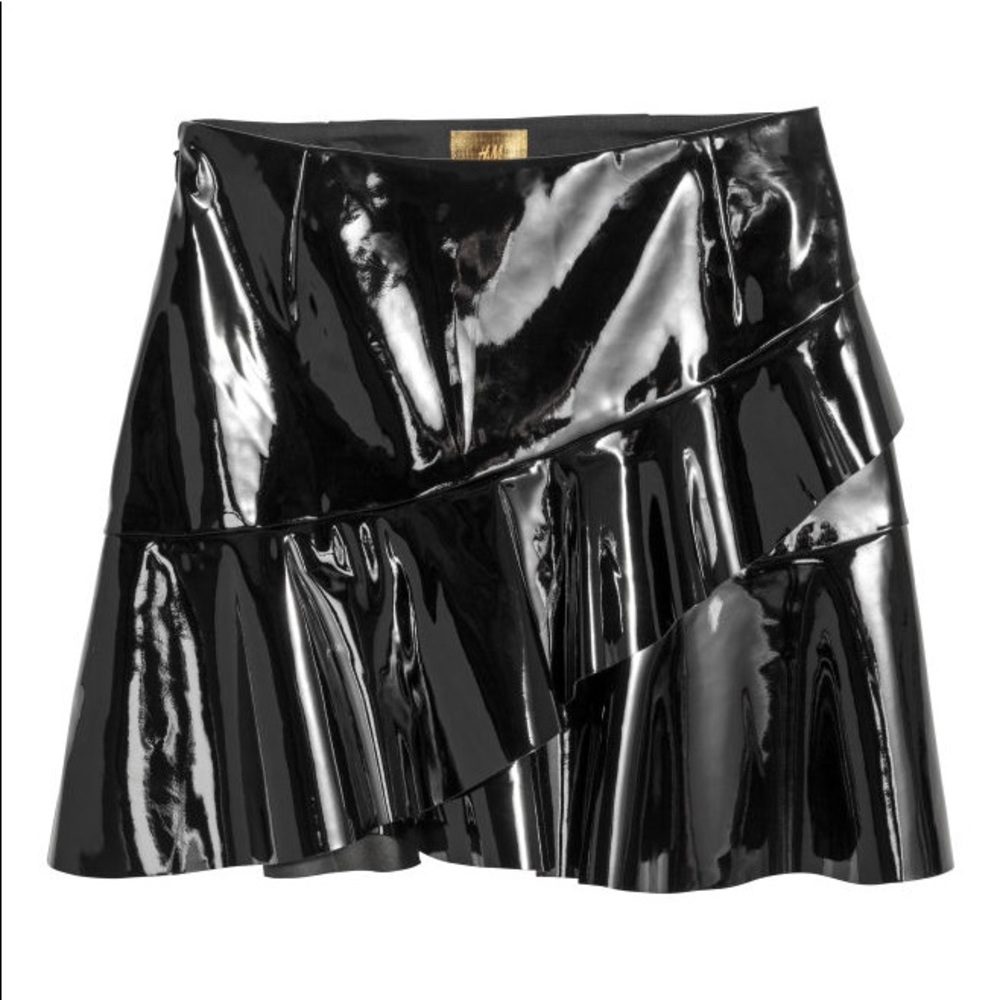 H&M black patent skirt
